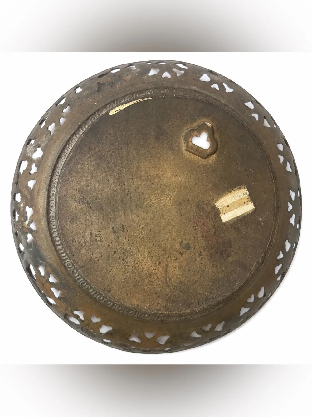 Lot of 2 Antique-Style Brass Round Plaques Made in England London Village Scenes